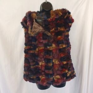 HOT & DELICIOUS Multicolor Faux Fur Vest. Feels very soft, silk lined